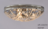 Lustre de plafond en cristal LED moderne personnalisé pour hôtel, base en métal, couvercle en verre, finition en acier inoxydable, montage en surface, IP66