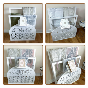 Прочный деревянный органайзер для исламского молитвенного коврика и подставка для Корана, белый - Product Image 5