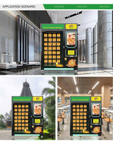 Distributeur automatique de pizzas surgelées chauffées, combo aliments chauds automatiques, billets pour centres commerciaux, cartes de crédit