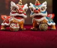 Sculpture de lion en laiton faite à la main, créative, pour la danse du lion, festival chinois, Journée nationale, décoration de maison et de bureau, ornement, cadeau, Feng Shui