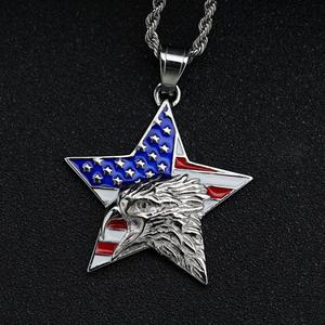 CWN prodotti di vendita caldi uomini ragazzi oro cristallo <span class=keywords><strong>aquila</strong></span> noi bandiera scudo <span class=keywords><strong>stella</strong></span> triangolo in acciaio inox ciondolo collana gioielli - Product Image 5