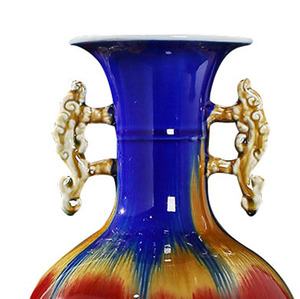 Vase en céramique de porcelaine rouge émaillée à la main pour décoration intérieure de luxe traditionnel chinois antique - Product Image 4