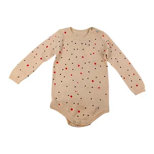 Factory Custom Colorful Dot Printing Ribbed Cute Baby Knit Onesie Sleepsuit Infant Sweater Rompers Jumpsuit Clothes