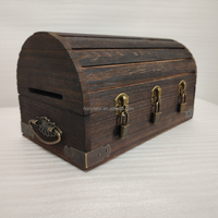 Petite boîte à trésors en bois décorative, style antique, coffre de pirate avec serrure et clé, pour bijoux, jouets, cartes de tarot, cadeau d'anniversaire