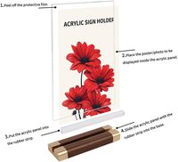 Support de signalétique en acrylique personnalisé avec base en bois, en forme de T, format A4, double face, pour menu de table, transparent, pour la vente au détail, ensemble en gros pour restaurants et hôtels