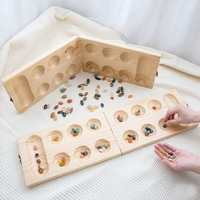 Jeu de table Mancala pliable en bambou et bois, jeu de société africain classique portable avec pierres précieuses, jeu de stratégie de comptage pour la famille, les fêtes et les voyages