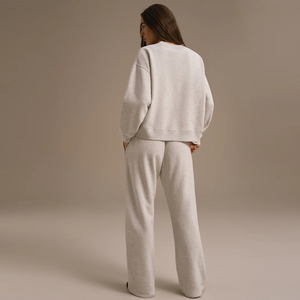 Conjuntos de Moletom de Algodão de Alta Qualidade Personalizados para Mulheres, Com Bordado, Suéter Oversized de Ombros Caídos e Calças - Product Image 3