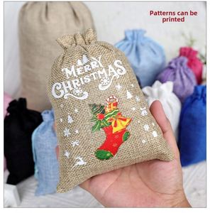 Jute Burlap Gift <b>Bag</b> Household Use Christmas Party Gifts Coffee <b>Beans</b> Small Items Storage Customizable Logo Silk Screen Printed - Product Image 2
