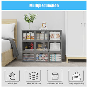 Sıcak çok katmanlı istiflenebilir katlanır eşya kutuları katlanabilir dolap dolabı plastik ve kumaş kapılar ile giyim organizatör Comined - Product Image 5