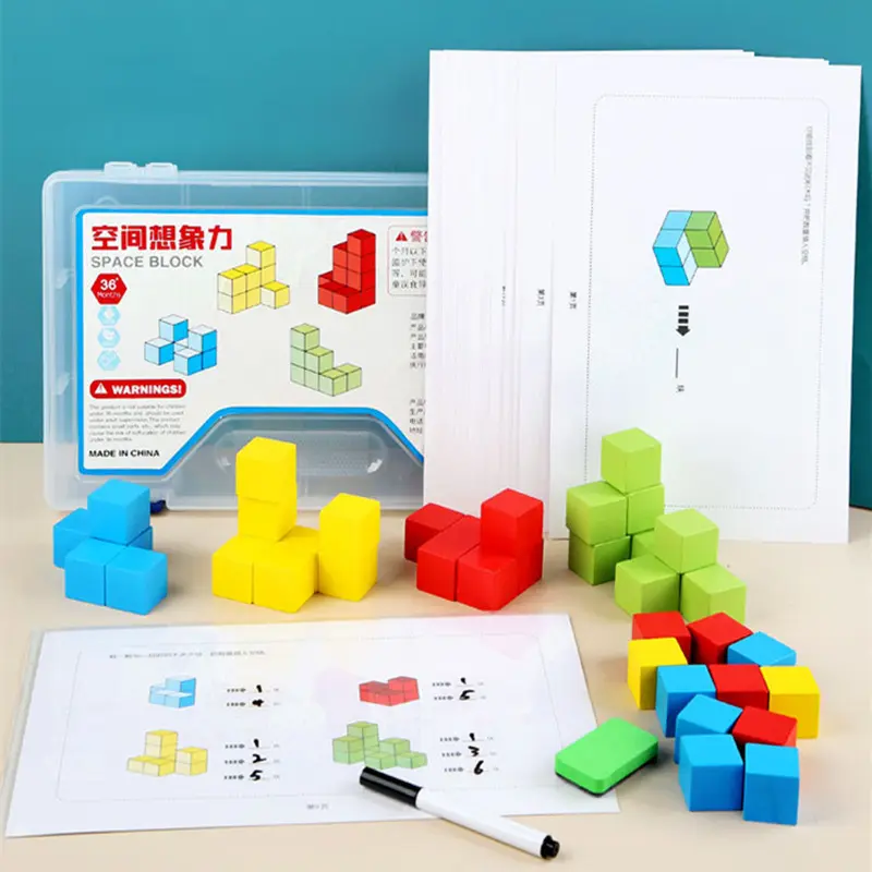 Kinder früh kindliche Bildung Puzzle Raum Phantasie Würfel Volumen blockiert Denken Fähigkeit Training Spielzeug Student Mathematik Lehrmittel