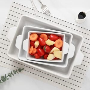 Ensemble de plats de cuisson rectangulaires en céramique à double poignée, en porcelaine, grands plats à lasagna, pour la cuisine domestique - Product Image 5