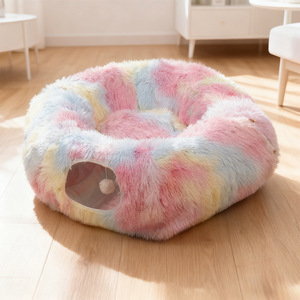 Cama para Gatos Plegable, de Felpa Larga, Clásica, Moderna, Sólida, de Invierno, con Túnel Extraíble - Product Image 2