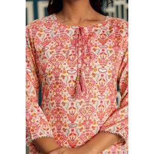 Kurta recto de algodón puro para mujer, elegante traje indio para ocasiones especiales en venta al por mayor, nuevo estampado Floral de moda - Product Image 6