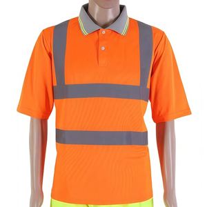 Hi <b>Vis</b> Striped Safety Short Sleeve Moisture Wicking Quick Dry Construction Industrial Wholesale Reflective <b>T</b>-<b>Shirt</b> - Product Image 1
