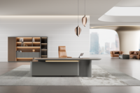 Meubles de bureau exclusifs et luxueux pour PDG, bureau de direction modulaire extensible en bois noir de haute qualité pour usage commercial