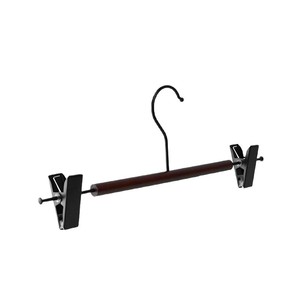 Wooden Pant Hanger With Clips Non Slip Telescopic Hook Type For Home Use - Product Image 1