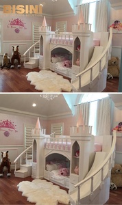 <span class=keywords><strong>Cama</strong></span> Infantil de Madera Maciza <span class=keywords><strong>Estilo</strong></span> Francés con Diseño de Castillo de Princesa y Calabaza - Product Image 2