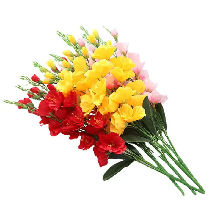 High Quality Simulated Gladiolus Silk Flower Bouquet 5 Fork Artificial Plants Home Wedding Decoration Magnolia Artificial Flower