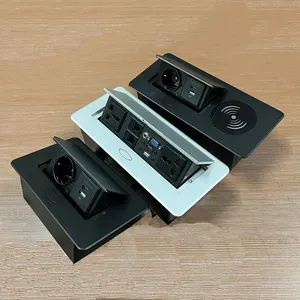 Recessed Office Meeting Table Pop up Desk Power Socket Outlet Aluminum Alloy Tabletop Socket with Ce 30cm Wires USB Connector