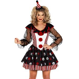 Disfraz de Payaso Espeluznante para Mujer con Estampado de Calavera para Halloween y Fiesta de Circo Vampiro - Product Image 4