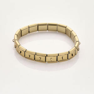 Pulsera Elástica <span class=keywords><strong>de</strong></span> <span class=keywords><strong>Acero</strong></span> Inoxidable con Módulos Italianos Chapados en Oro Multicolor BS2090, Pulseras con Dijes <span class=keywords><strong>de</strong></span> Moda para Mujer - Product Image 5