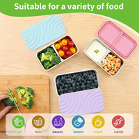 Boîte de rangement alimentaire en acier inoxydable 304 à 1/2 compartiment avec couvercle en silicone pour sauces et assaisonnements