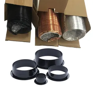 Kit de conector de duto de plástico ABS reto para sistema de ventilação HVAC, tubo flexível de folha de alumínio com flange