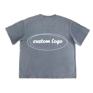 Camiseta de Hombre Personalizada, Extra Grande, Lisa, Desgastada, de Peso Pesado, Informal, Transpirable, 100% Algodón, Tejido de Punto, Elegante - Product Image 1