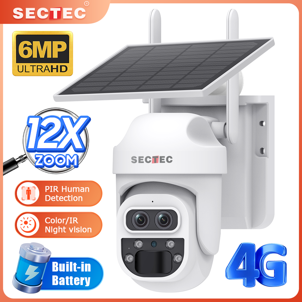 Sectec Dual Lens 12X Zoom Solar Camera - Secure Your Home