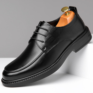 Chaussures habillées pour hommes en cuir véritable, style Oxford, à bout rond, à lacets, respirantes, pour le bureau et la carrière, semelle extérieure en caoutchouc, collection automne - Product Image 1