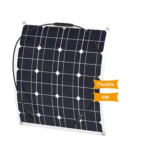 工厂单片柔性单晶太阳能电池板50w 100w 150w光伏太阳能电池板，用于汽车电池充电器