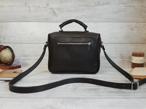 Sac à bandoulière en cuir noir personnalisé pour femmes, sac messager fait main, sac à main, cadeau pour elle - Product Image 4