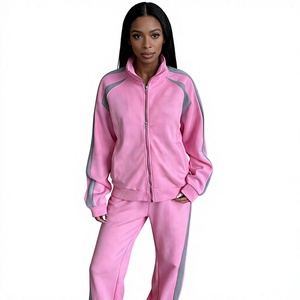 Chándal Ligero Unisex Color Durazno Sólido con Bloques de Color, Estilo Deportivo con Capucha y Manga Larga, con Bolsillos Laterales - Product Image 6
