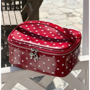 Black Polka Dot <b>Makeup</b> Storage Bag PU Leather Travel Cosmetic <b>Case</b> With Mesh Pocket For <b>Brushes</b> Beauty Toiletry Hand Bag - Product Image 2