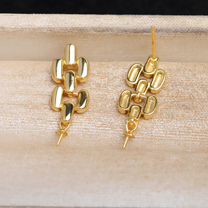 Aretes de Plata S925 con Incrustaciones de Perlas de 7-8 mm, Accesorios de Bricolaje para Mujer, Aretes de Trébol de 3 Hojas, Soporte Vacío para Joyería, Componentes - Product Image 2