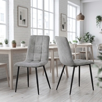 Chaise de salle à manger d'intérieur rembourrée en tissu, marque Wancheng, moderne et bon marché, avec pieds en fer, vente en gros