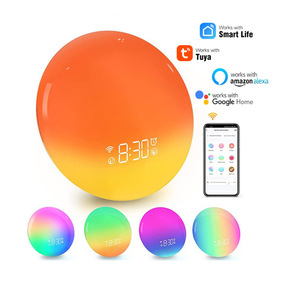 Réveil simulé lever et coucher de soleil réveil intelligent RVB coloré veilleuse blanc sec son magique couleur atmosphère - Product Image 5