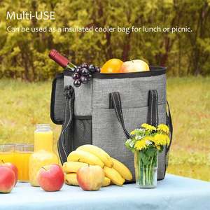 Sac isotherme personnalisé pour 6 bouteilles de vin, durable, réutilisable, isolé, écologique, portable, en polyester, pour le déjeuner, le pique-nique, les aliments - Product Image 6