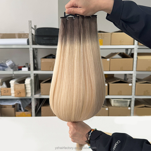 Factory Genius Weft Non Silicon Double Drawn Blonde Volume Invisible Weft 100% Remy Virgin Human Hair <b>Extensions</b> - Product Image 2