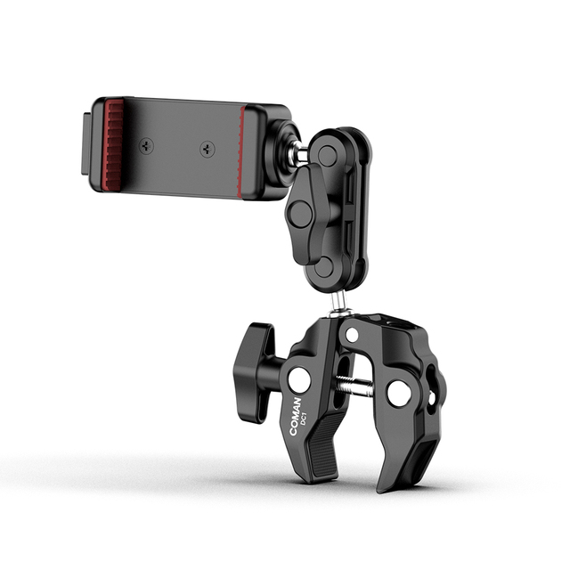 COMAN DC1+BM100 Metal Super Clamp With 360 Degree Ball Head Magic Arm Clamp With 1/4" 3/8" Hole for DSLR Camera LED Light Mics