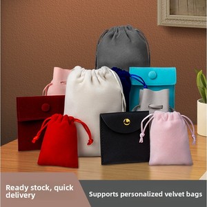 Nhung dây rút trang sức lưu trữ túi với dập cho nhẫn bông tai dây chuyền vòng tay đồng hồ kính-Có thể tái chế - Product Image 2