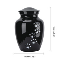 Urne funéraire miniature en métal noir mat avec empreinte de patte, petit pot cinéraire pour cendres, souvenir commémoratif pour chien, chat, animal de compagnie