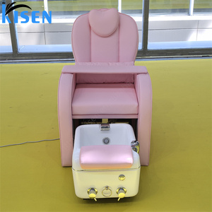 Fauteuil de manucure et pédicure moderne rose, confortable, réglable, sans tuyauterie, avec bain de pieds intégré pour salons de beauté - Product Image 3