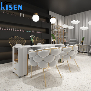 Paquete de muebles de salón de belleza Kisen, barra de uñas, escritorio, MESA DE MANICURA, mesas de manicura de lujo con mechones con silla para uso en salón de uñas - Product Image 2