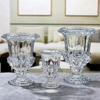 Vente en gros, vase à fleurs en verre gaufré, centre de table pour banquet de mariage, décoration, petit gobelet en cristal transparent, porte-fleurs