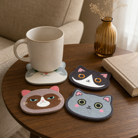 Sous-verres en feutre motif chat, tapis décoratifs pour tasses, pour la maison, le bureau, le restaurant, la cafétéria, la décoration de salle à manger