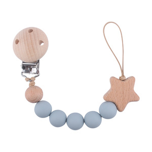 Держатель для пустышки Star Bead: цепочка из пищевого силикона и бука, без БФА, 23 см, ручная работа, прорезыватель - Product Image 4