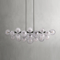 Lustre Minimaliste Créatif à LED pour Salon, Suspension Moderne en Métal avec Abat-jour en Cristal Noir, Luminaire de Plafond Dimmable, Garantie 3 Ans