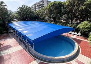 Tettoia parasole elettrica automatica retrattile per piscine, copertura superiore in acciaio per piscine, copertura scorrevole a grande campata per padiglioni sportivi - Product Image 3