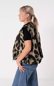 <span class=keywords><strong>Chaleco</strong></span> de <span class=keywords><strong>Piel</strong></span> Sintética con Estampado de Leopardo <span class=keywords><strong>Beige</strong></span> Personalizado para Mujer |   <span class=keywords><strong>Chaleco</strong></span> con Cierre y Bolsillos para Otoño, Estilo Vintage Informal - Product Image 3